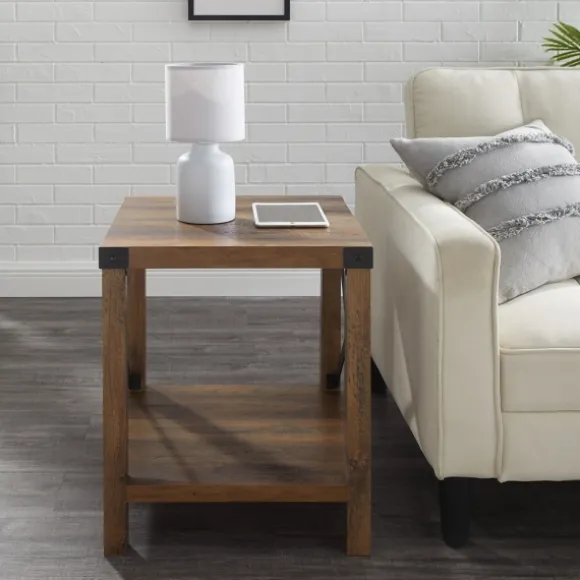 Kirkland's Home Accent & End Tables-Oak Industrial X-Frame Accent Table