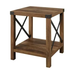 Kirkland's Home Accent & End Tables-Oak Industrial X-Frame Accent Table