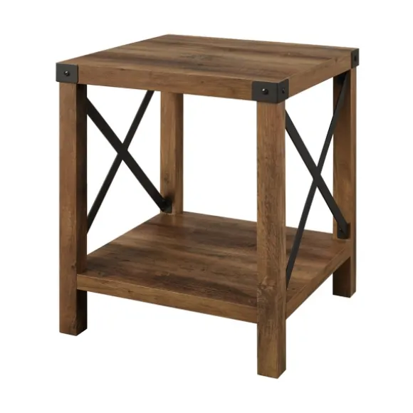 Kirkland's Home Accent & End Tables-Oak Industrial X-Frame Accent Table