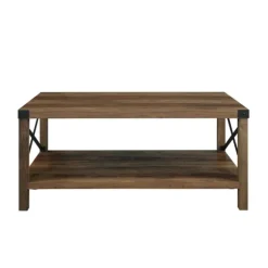 Kirkland's Home Coffee Tables-Oak Industrial X-Frame Coffee Table