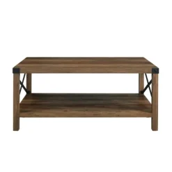 Kirkland's Home Coffee Tables-Oak Industrial X-Frame Coffee Table