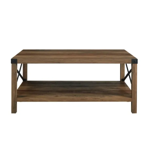 Kirkland's Home Coffee Tables-Oak Industrial X-Frame Coffee Table