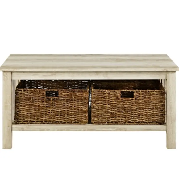 Kirkland's Home Coffee Tables-Oak Traditional Wooden Basket Coffee Table