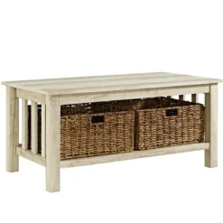 Kirkland's Home Coffee Tables-Oak Traditional Wooden Basket Coffee Table