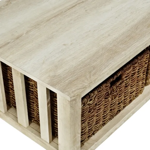 Kirkland's Home Coffee Tables-Oak Traditional Wooden Basket Coffee Table