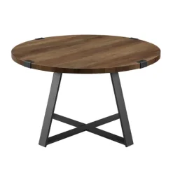 Kirkland's Home Coffee Tables-Oak Urban Rustic Round Coffee Table