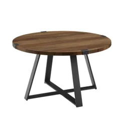 Kirkland's Home Coffee Tables-Oak Urban Rustic Round Coffee Table