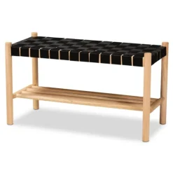 Kirkland's Home Benches & Ottomans-Oak Wood And Woven Nylon Bench