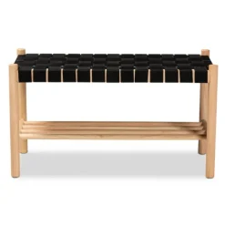 Kirkland's Home Benches & Ottomans-Oak Wood And Woven Nylon Bench