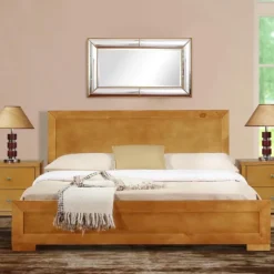 Kirkland's Home Beds & Headboards-Oak Wood King Platform Bed And 2-Nightstand Set