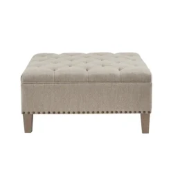 Kirkland's Home Benches & Ottomans-Oatmeal Tufted Square Ottoman