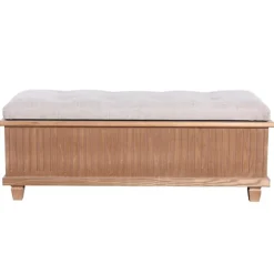 Kirkland's Home Benches & Ottomans-Oatmeal Tweed Tufted Storage Bench