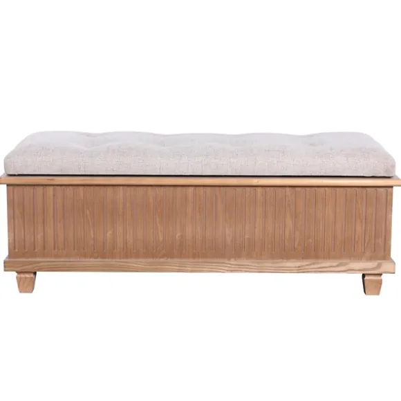 Kirkland's Home Benches & Ottomans-Oatmeal Tweed Tufted Storage Bench