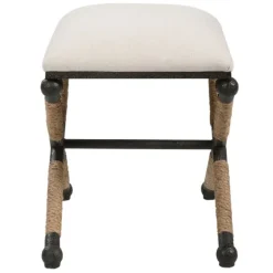 Kirkland's Home Benches & Ottomans-Oatmeal Upholstered Wrapped Rope Frame Bench