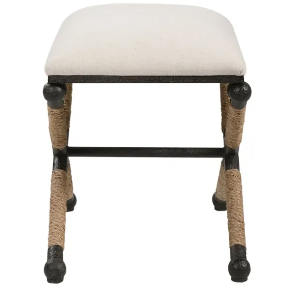 Kirkland's Home Benches & Ottomans-Oatmeal Upholstered Wrapped Rope Frame Bench