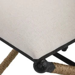 Kirkland's Home Benches & Ottomans-Oatmeal Upholstered Wrapped Rope Frame Bench