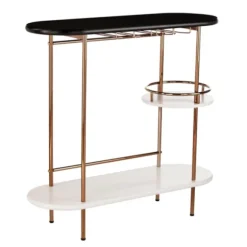 Kirkland's Home Kitchen Islands & Bar Carts-Oblong Gold Metal Frame Bar Cart