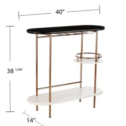 Kirkland's Home Kitchen Islands & Bar Carts-Oblong Gold Metal Frame Bar Cart