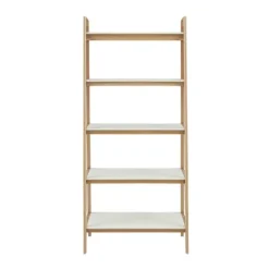 Kirkland's Home Bookshelves-Off White Wood Shelves With Natural Frame Bookcase