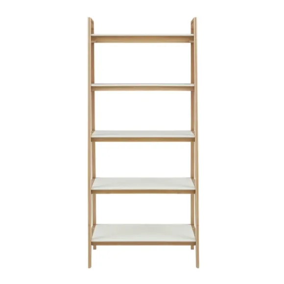 Kirkland's Home Bookshelves-Off White Wood Shelves With Natural Frame Bookcase