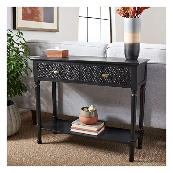 Kirkland's Home Console Tables-Onyx Raised Texture Diamond Console Table
