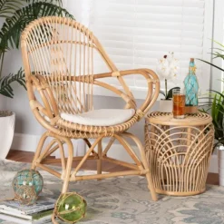 Kirkland's Home Accent Chairs-Open Woven Rattan Accent Chair