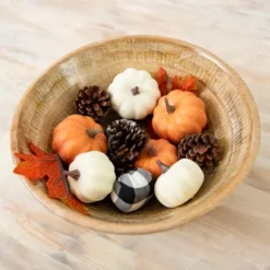 Kirkland's Home Bowl Filler-Orange And Buffalo Check Mini Pumpkin Filler