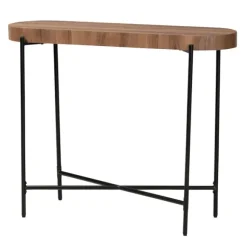 Kirkland's Home Console Tables-Oval Light Wood X Base Console Table