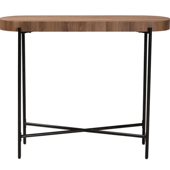 Kirkland's Home Console Tables-Oval Light Wood X Base Console Table