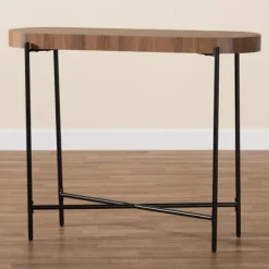 Kirkland's Home Console Tables-Oval Light Wood X Base Console Table