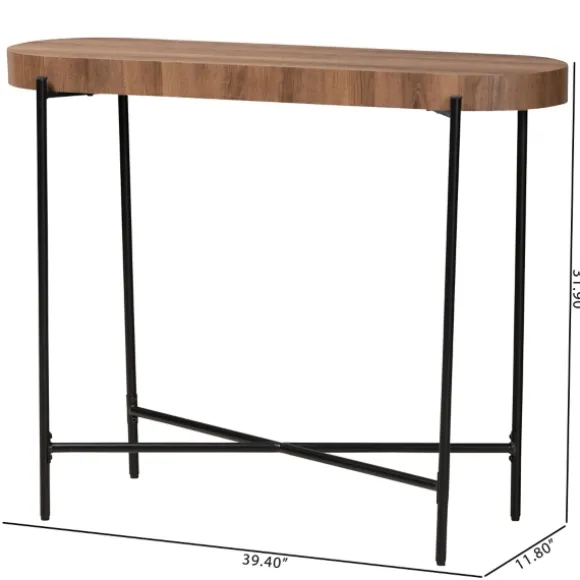 Kirkland's Home Console Tables-Oval Light Wood X Base Console Table