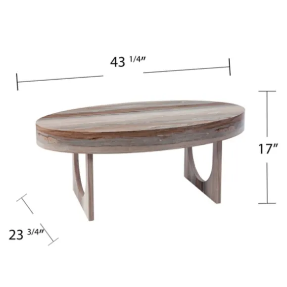 Kirkland's Home Coffee Tables-Oval Marbled Wood Coffee Table