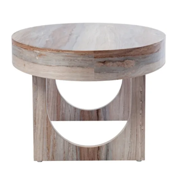 Kirkland's Home Coffee Tables-Oval Marbled Wood Coffee Table
