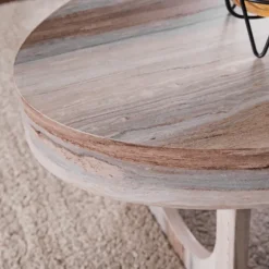 Kirkland's Home Coffee Tables-Oval Marbled Wood Coffee Table