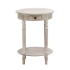 Kirkland's Home Accent & End Tables-Oval Washed Pine Wood Side Table