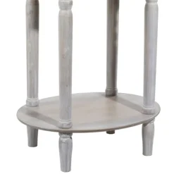 Kirkland's Home Accent & End Tables-Oval Washed Pine Wood Side Table
