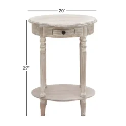 Kirkland's Home Accent & End Tables-Oval Washed Pine Wood Side Table