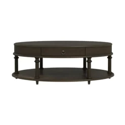 Kirkland's Home Coffee Tables-Oval Wood 2-Tier Coffee Table