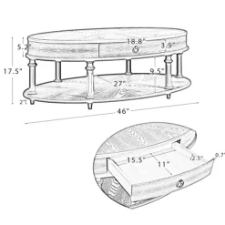 Kirkland's Home Coffee Tables-Oval Wood 2-Tier Coffee Table