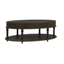 Kirkland's Home Coffee Tables-Oval Wood 2-Tier Coffee Table