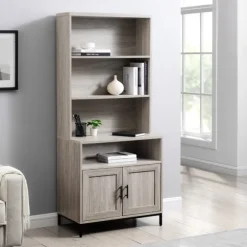 Kirkland's Home Bookshelves-Pale Wooden Willow Storage Bookcase
