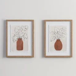 Kirkland's Home Framed Art-Palm Leaves In Vase Framed Art Prints, Set Of 2