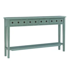 Kirkland's Home Console Tables-Paloma Teal 4-Drawer Console Table