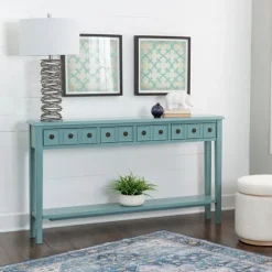 Kirkland's Home Console Tables-Paloma Teal 4-Drawer Console Table