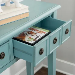 Kirkland's Home Console Tables-Paloma Teal 4-Drawer Console Table