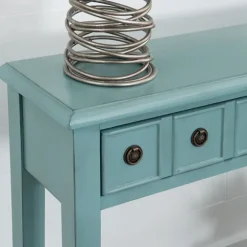 Kirkland's Home Console Tables-Paloma Teal 4-Drawer Console Table