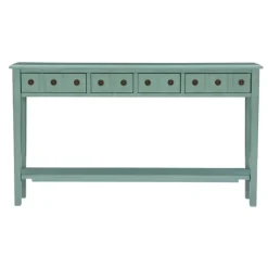 Kirkland's Home Console Tables-Paloma Teal 4-Drawer Console Table