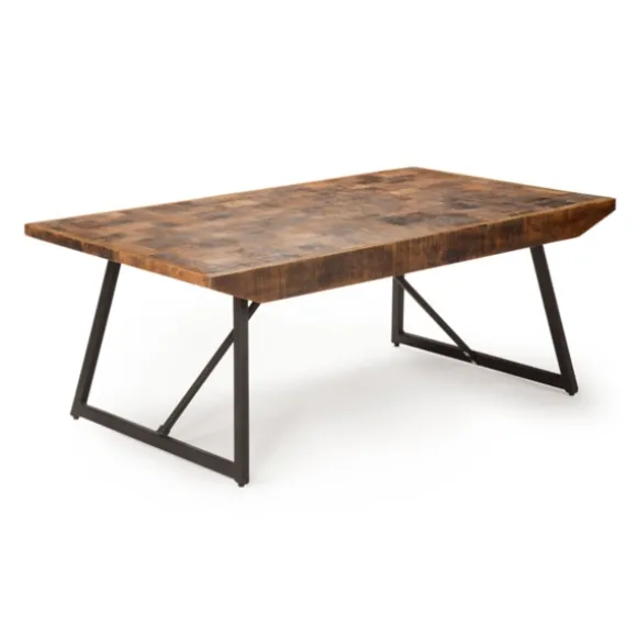 Kirkland's Home Coffee Tables-Parquet Willa Metal Base Coffee Table