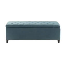 Kirkland's Home Benches & Ottomans-Peacock Button Tufted Storage Bench