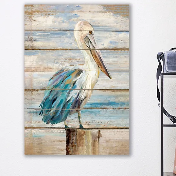 Kirkland's Home Canvas Art-Pelican On Faux Shiplap Giclee Canvas Art Print